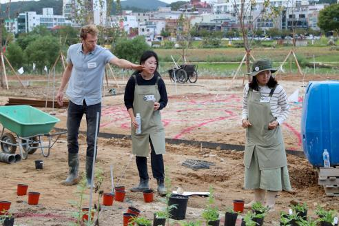 자연주의정원 식재 현장 클로즈업 사진